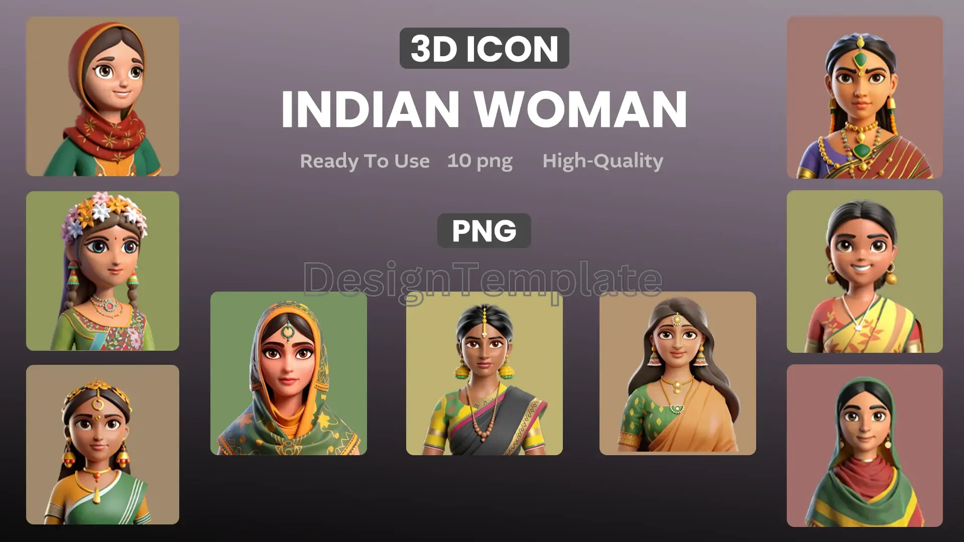 Traditional Indian Women 3D Design Elements
